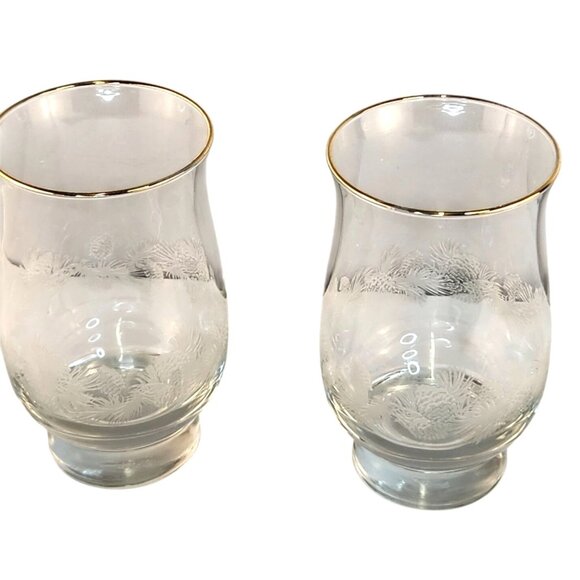 Libbey Frosted Pine Cone Gold Rim Holiday Glasses 2 Pc Arby’s Christmas Drinkwar - Picture 10 of 10